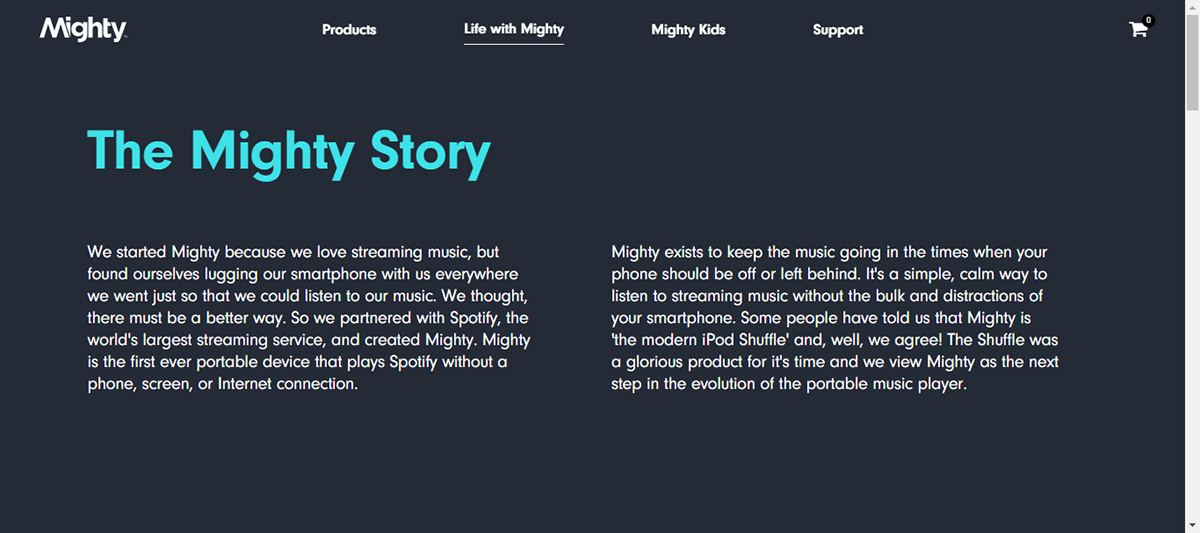 company profile template - Mighty Audio company profile page