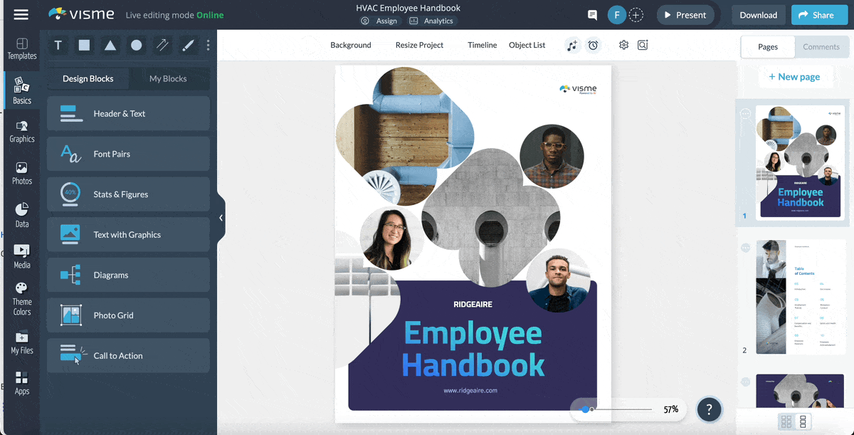 share your company handbook with Visme