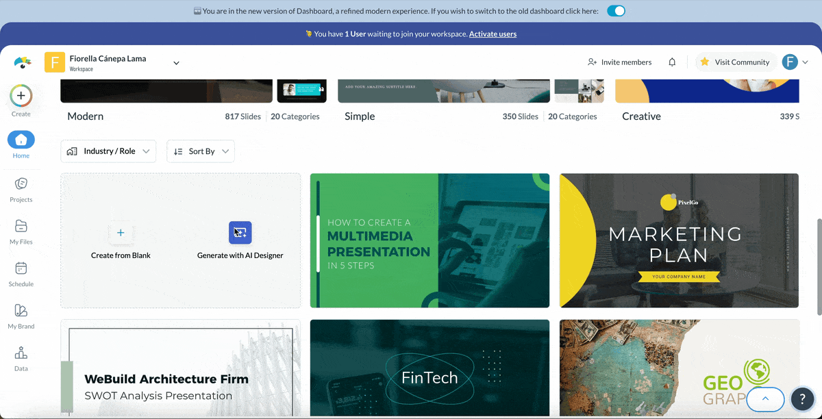 Using the AI design generator to generate monthly budget