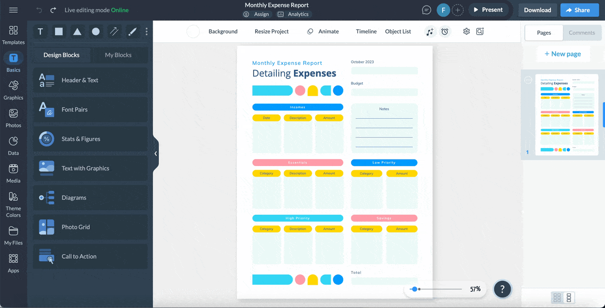 Personalize and Brand The Layout and Design of the monthly budget template