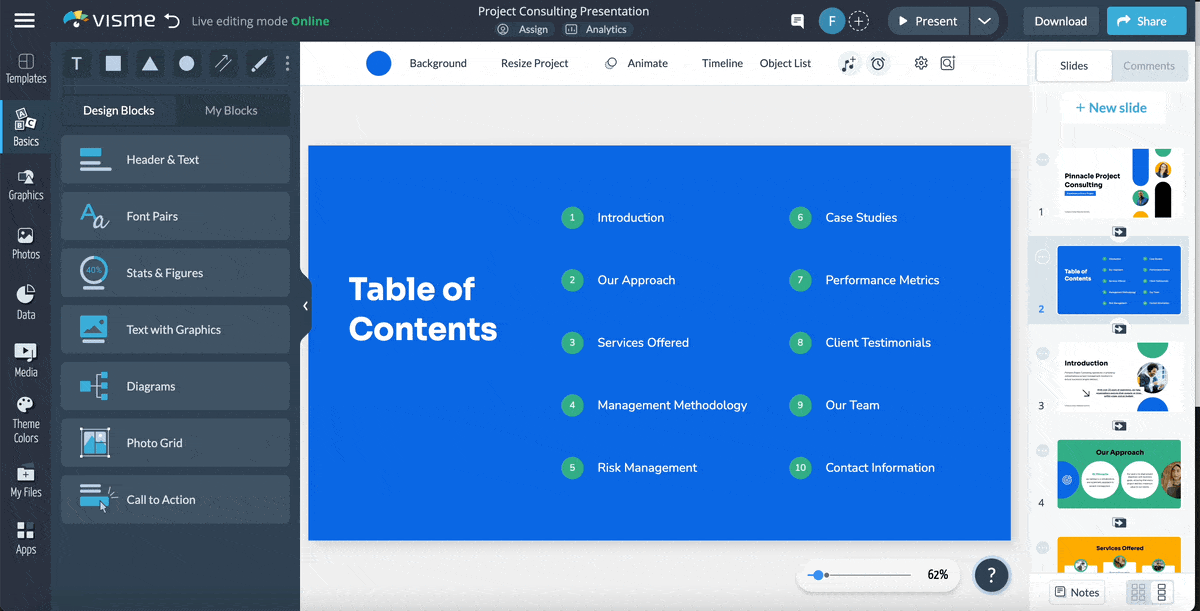 how to add 3D graphics and animated characters to the pitch deck