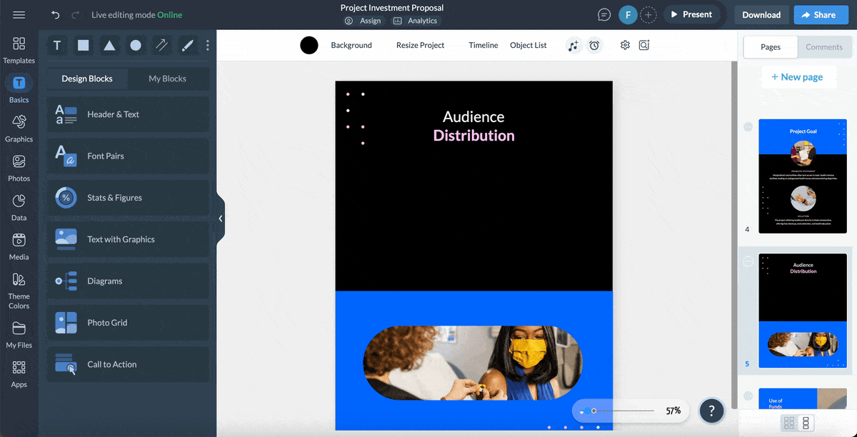 Budget proposal template - add charts and graphs to your template