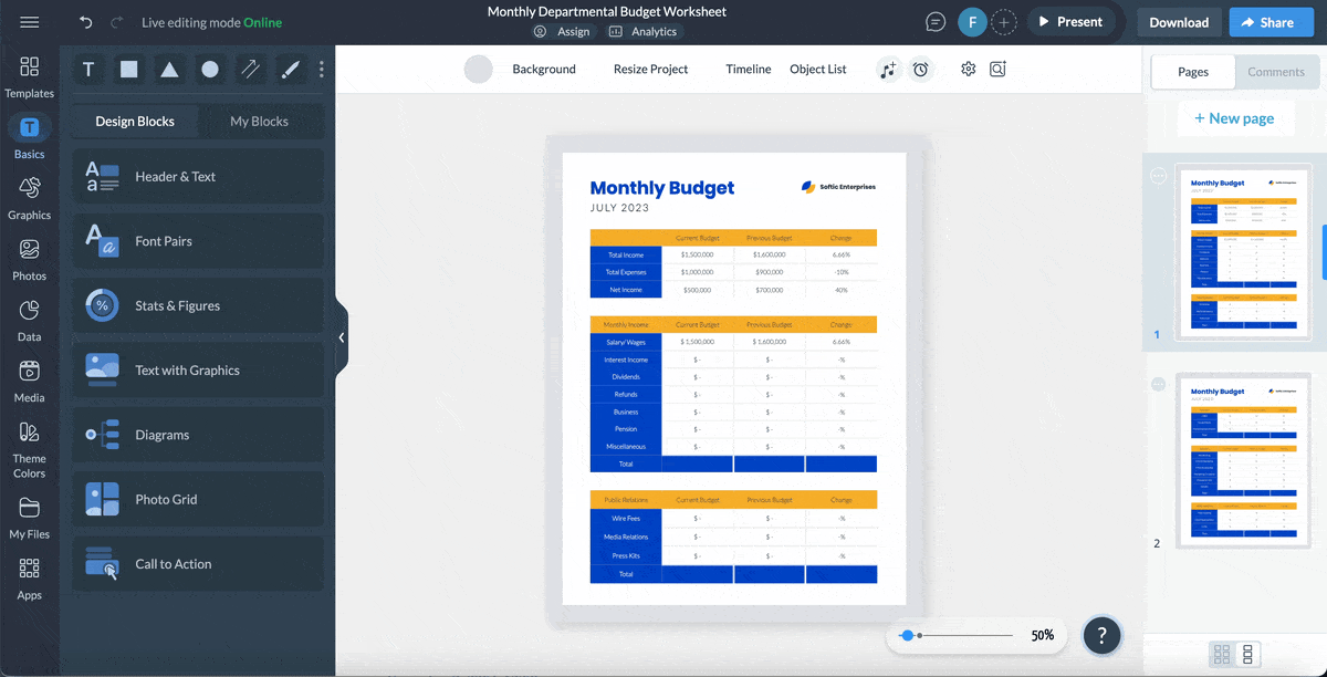 dyanmic fields feature in Visme
