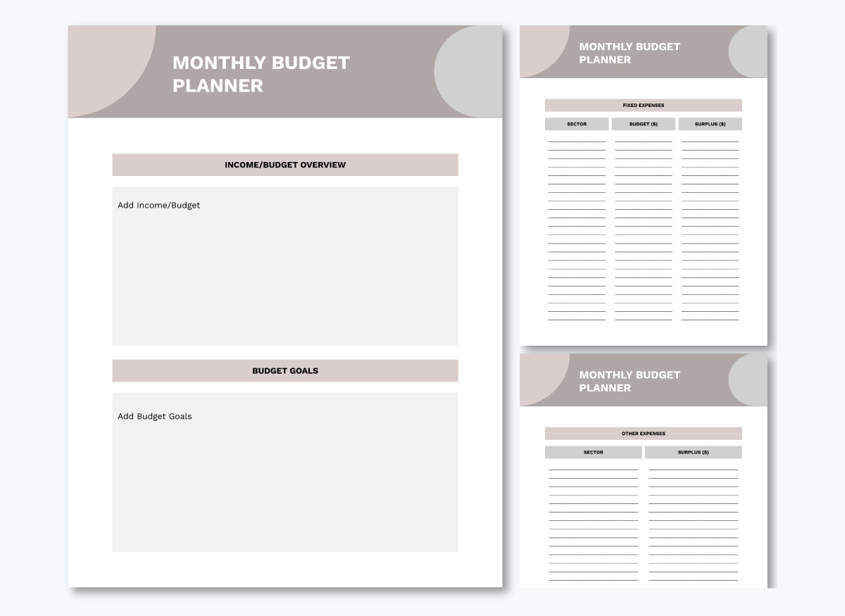 Monthly Budget Planner Template
