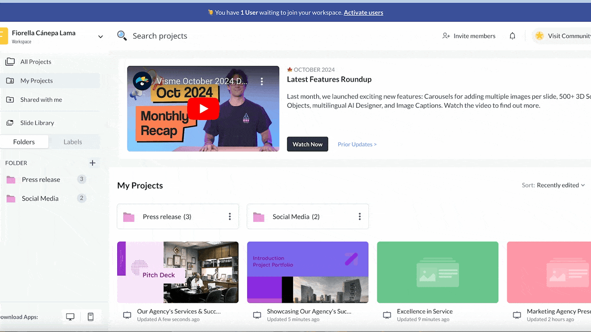 agency pitch deck - how to use Visme's AI presentation maker