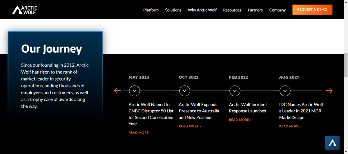 company profile template - Arctic Wolf company profile page