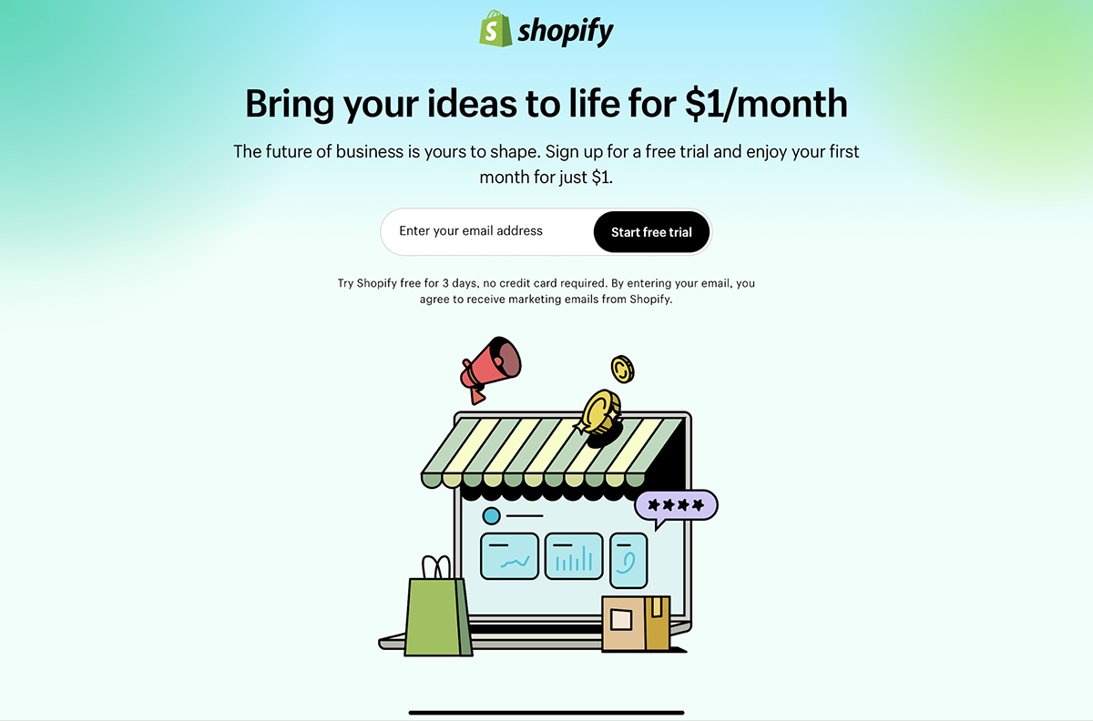 lead generation example - Offering a Free Trial of Your Product - Shopify