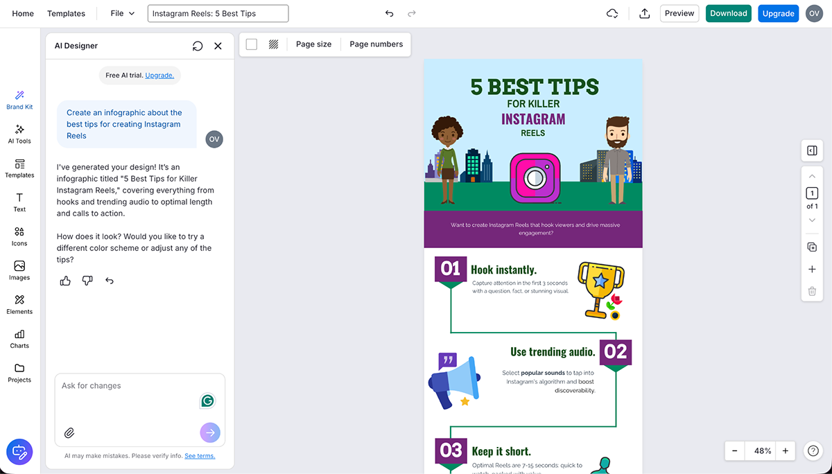 infographic design - Venngage editor