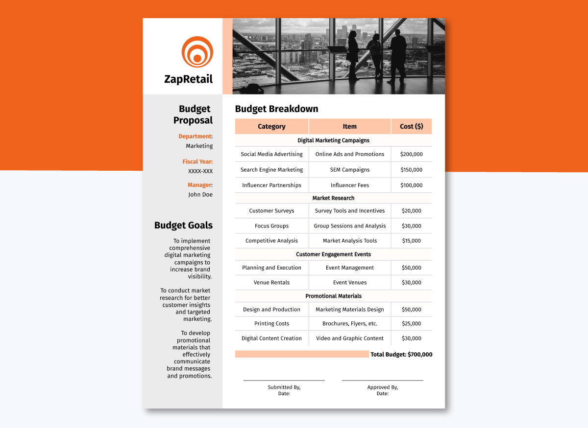 budget proposal template - Department One Page Budget Proposal