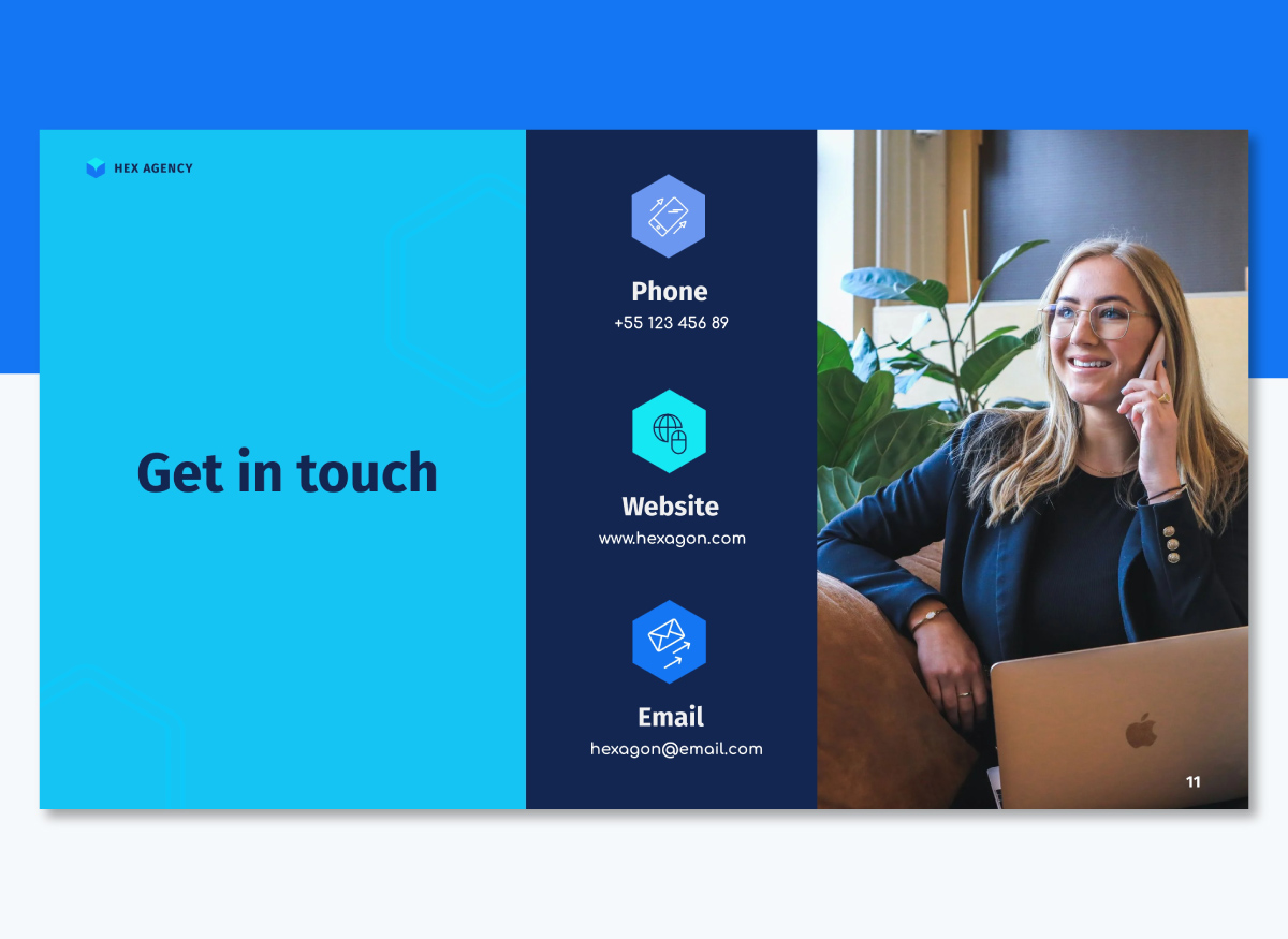 contact us slide for an agency pitch deck