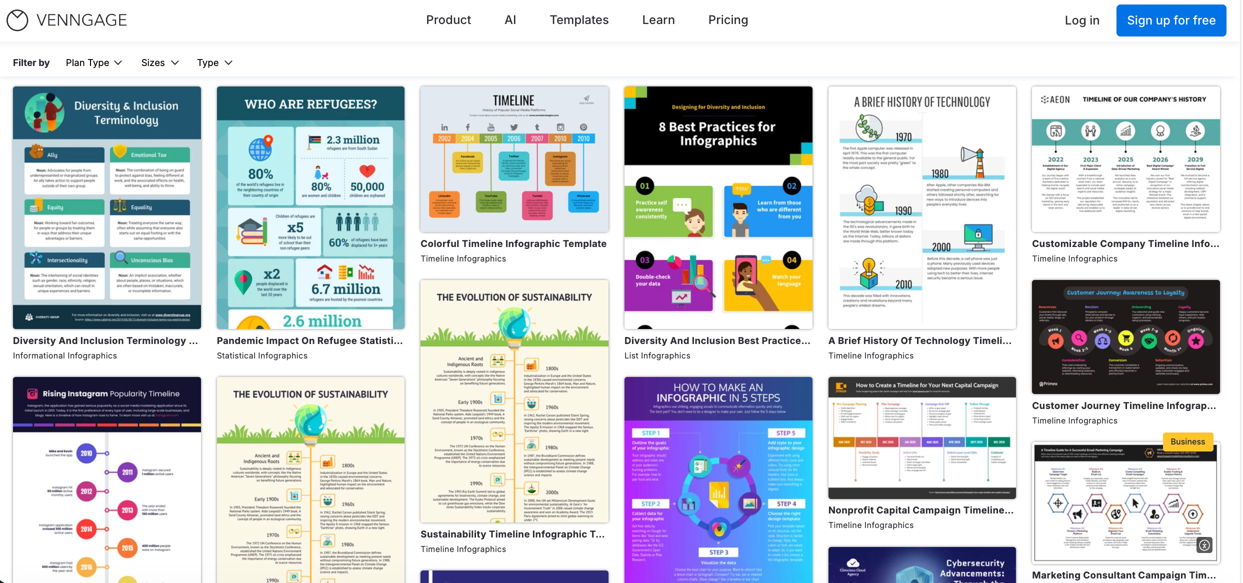 tools to create infographics - A screenshot of Venngage's infographic template library
