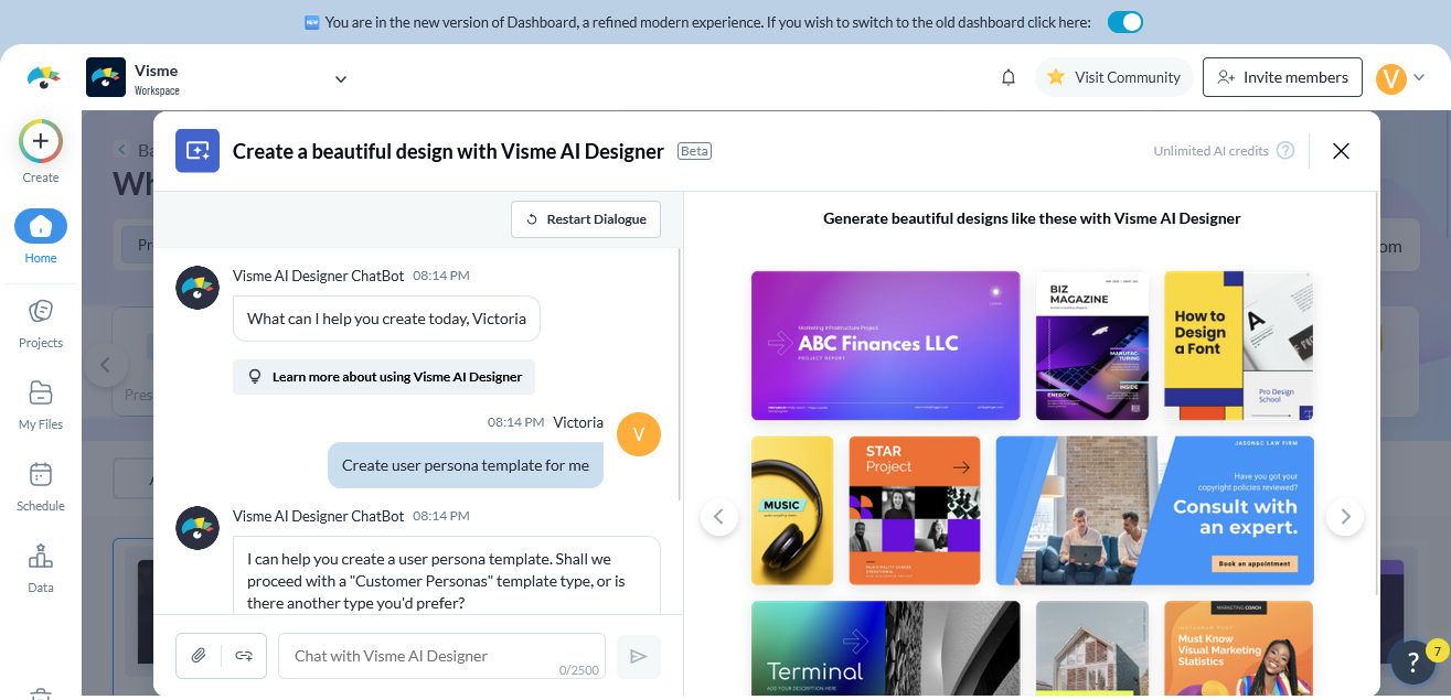 Visme AI Create User Persona