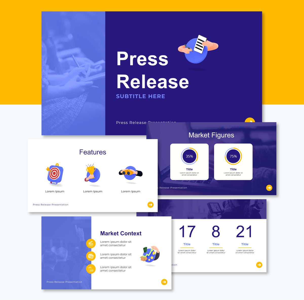 presentation slides - press release template visme
