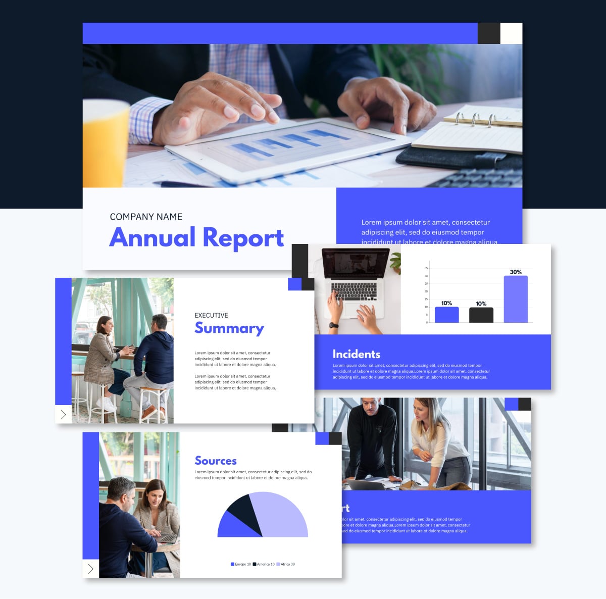 presentation slides - nonprofit report template visme