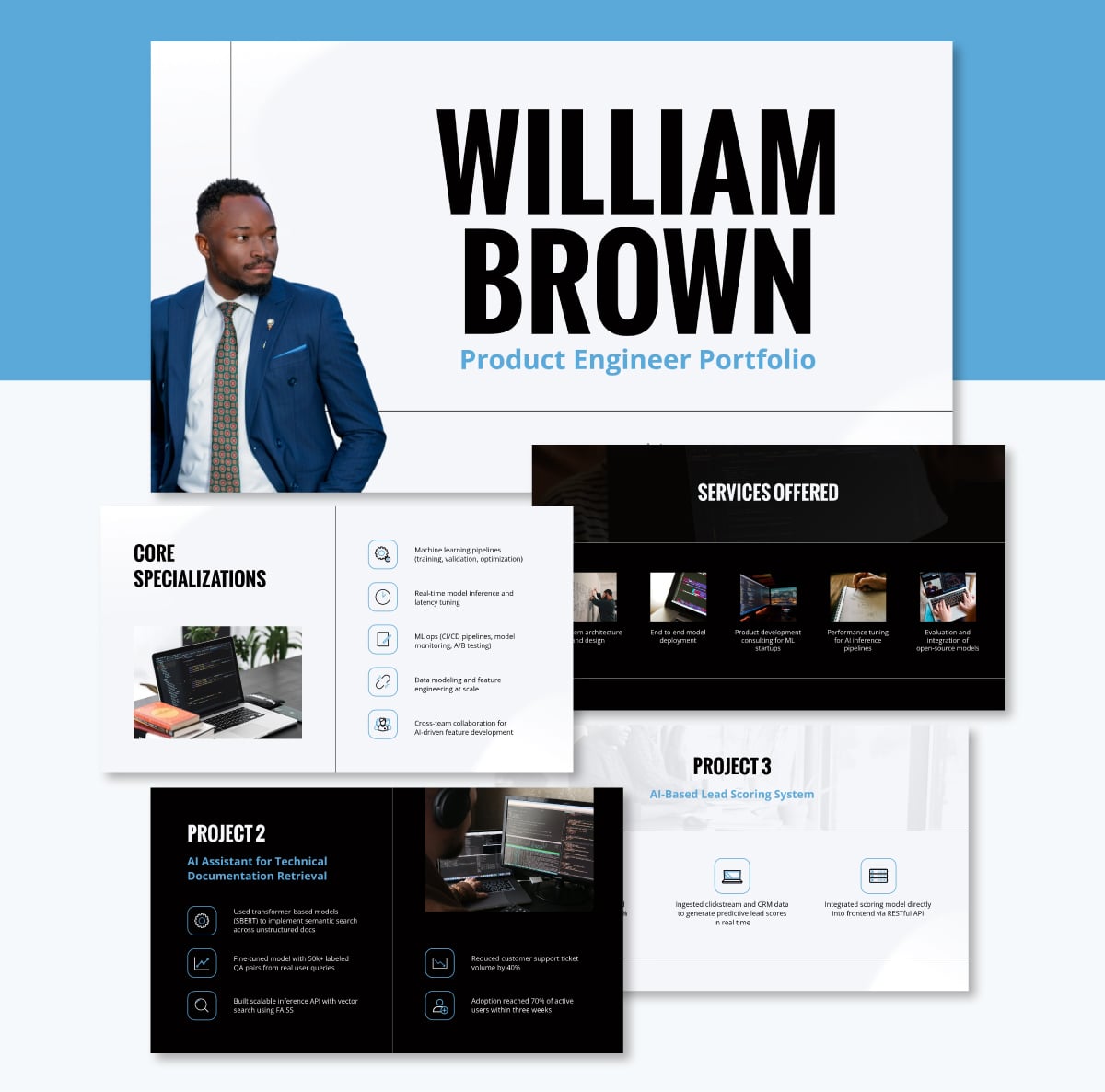 presentation slides - product development portfolio presentation template visme