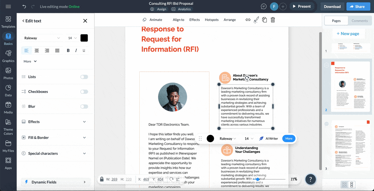 rfi request for information - Visme AI writer