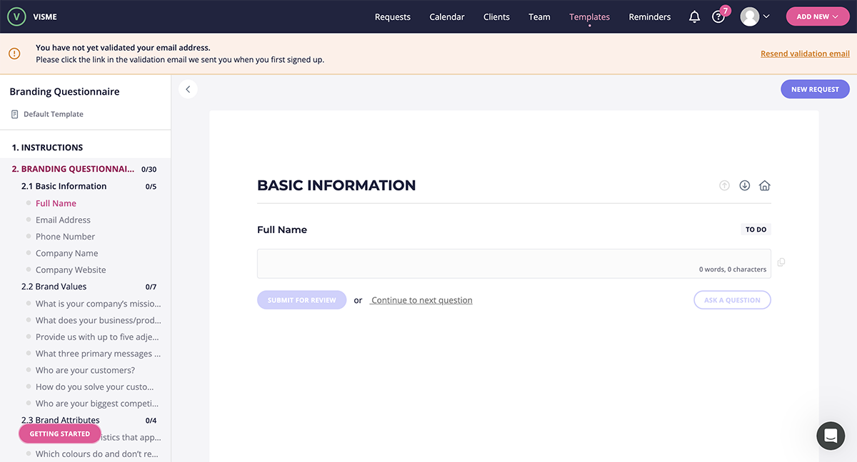 rfi request for information - Content Snare interface