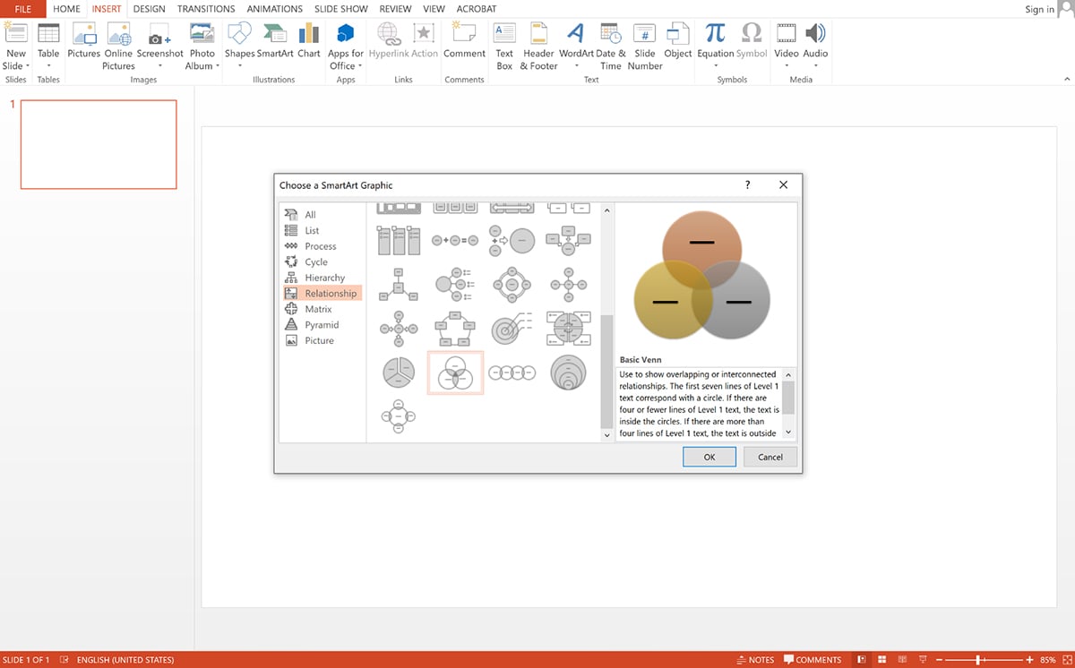 Create a Venn Diagram with PowerPoint
