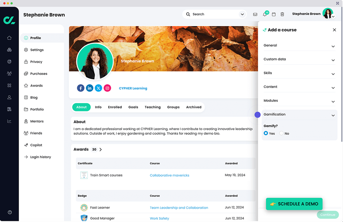 Best Interactive Training Software - Cypher learning dashboard