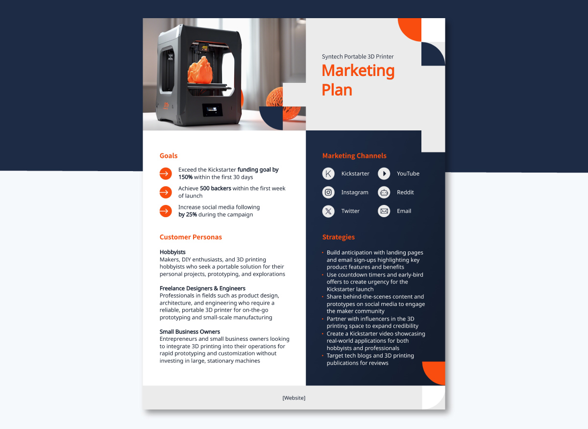 Tech Startup One Pager Marketing Plan 