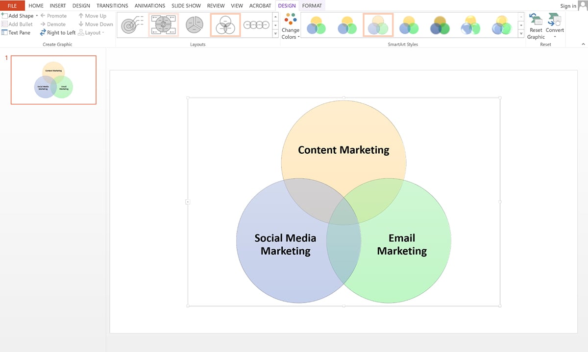 Customize the Venn Diagram in PowerPoint