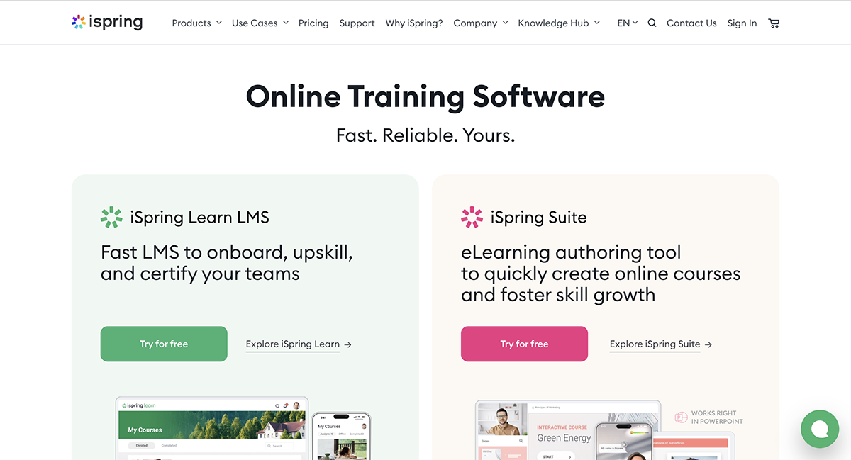 Best Interactive Training Software - ispring home page