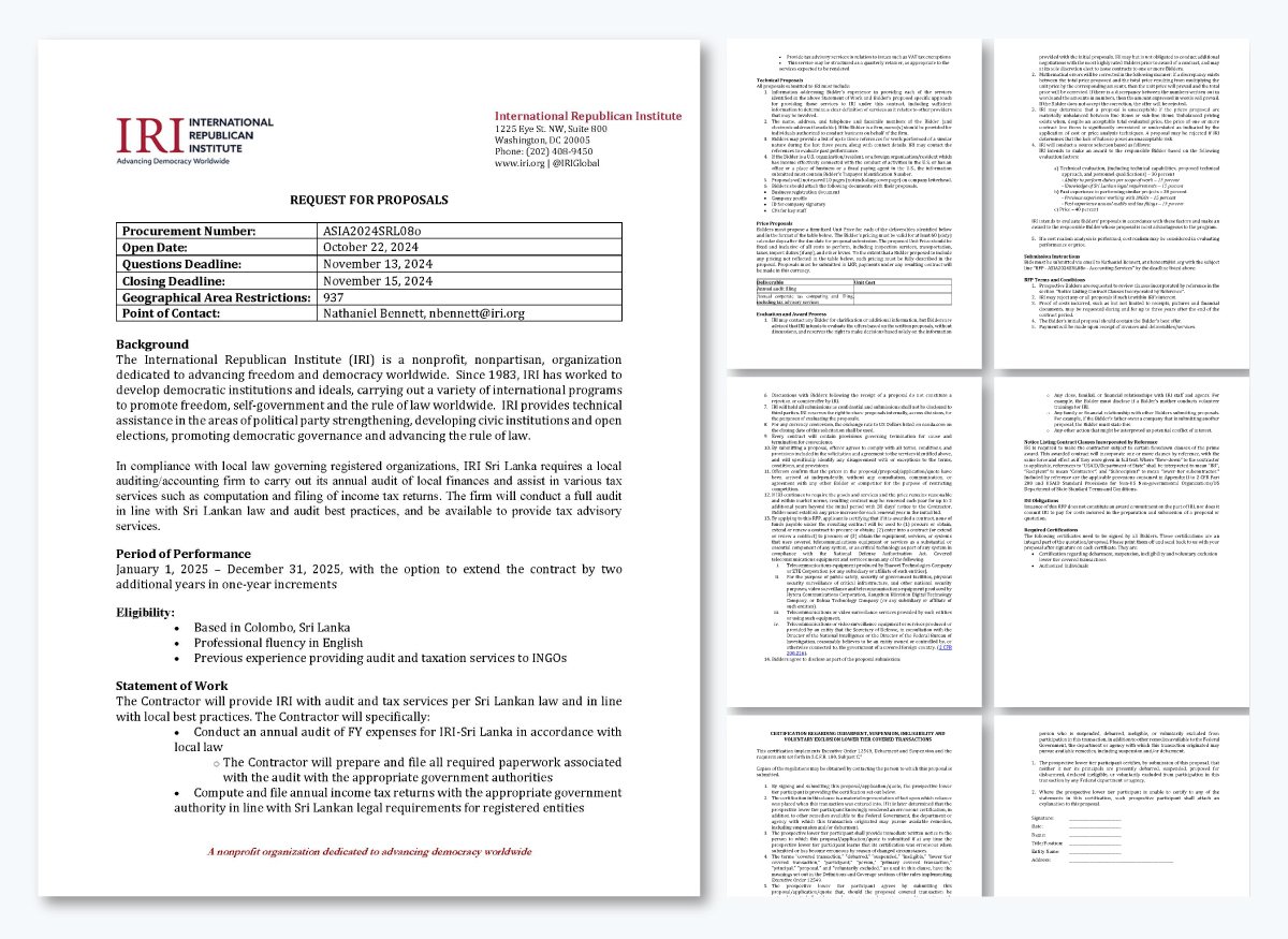 Financial RFP Examples - International Republican Institute