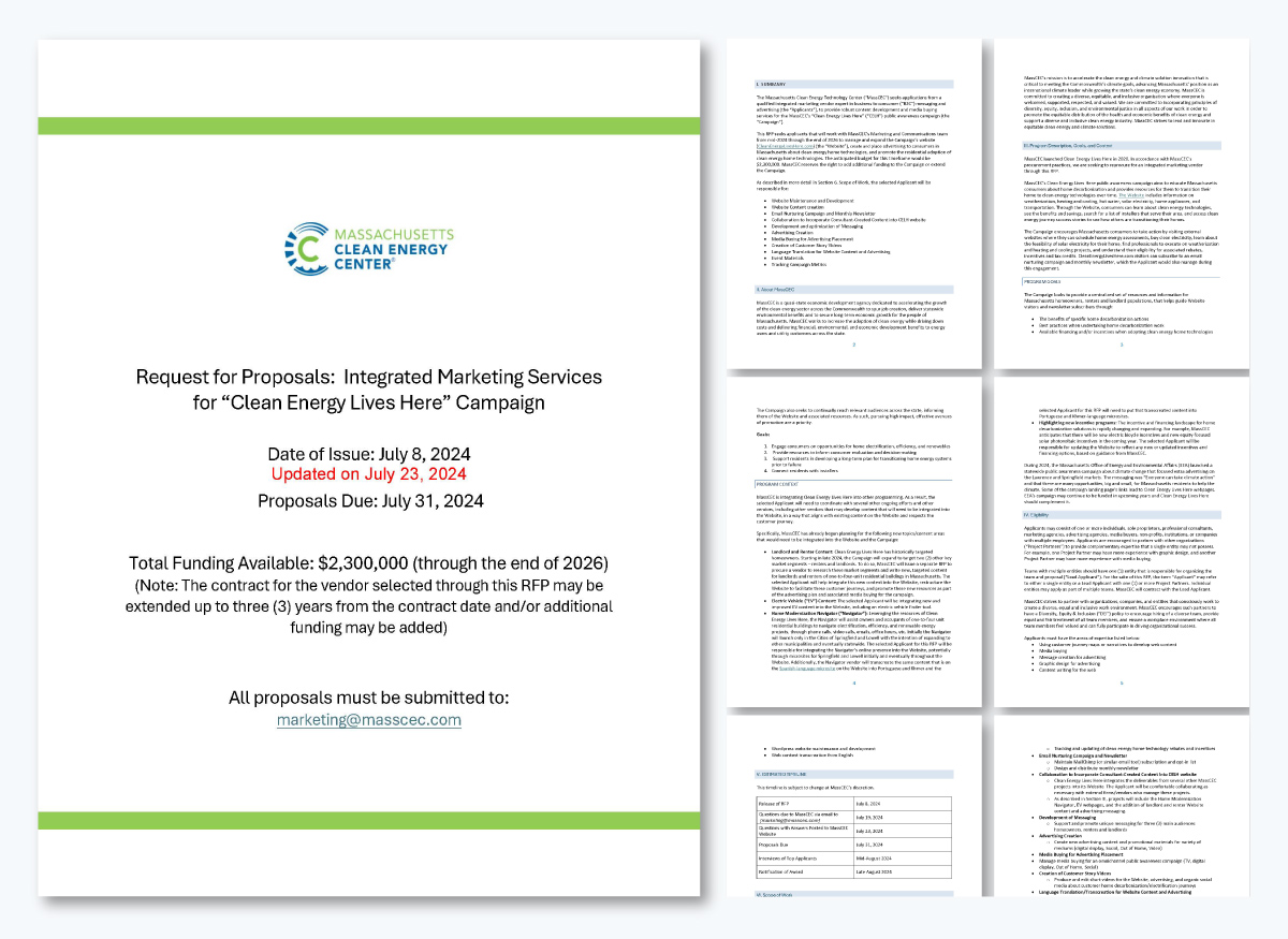 Advertising & Marketing RFP Examples - Massachusetts Clean Energy Center (MASSCEC)
