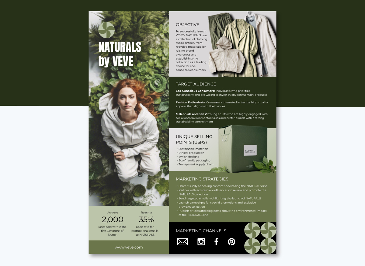 Fashion Brand One-Page Marketing Plan Template