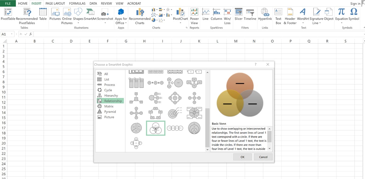 Venn Diagram in Excel
