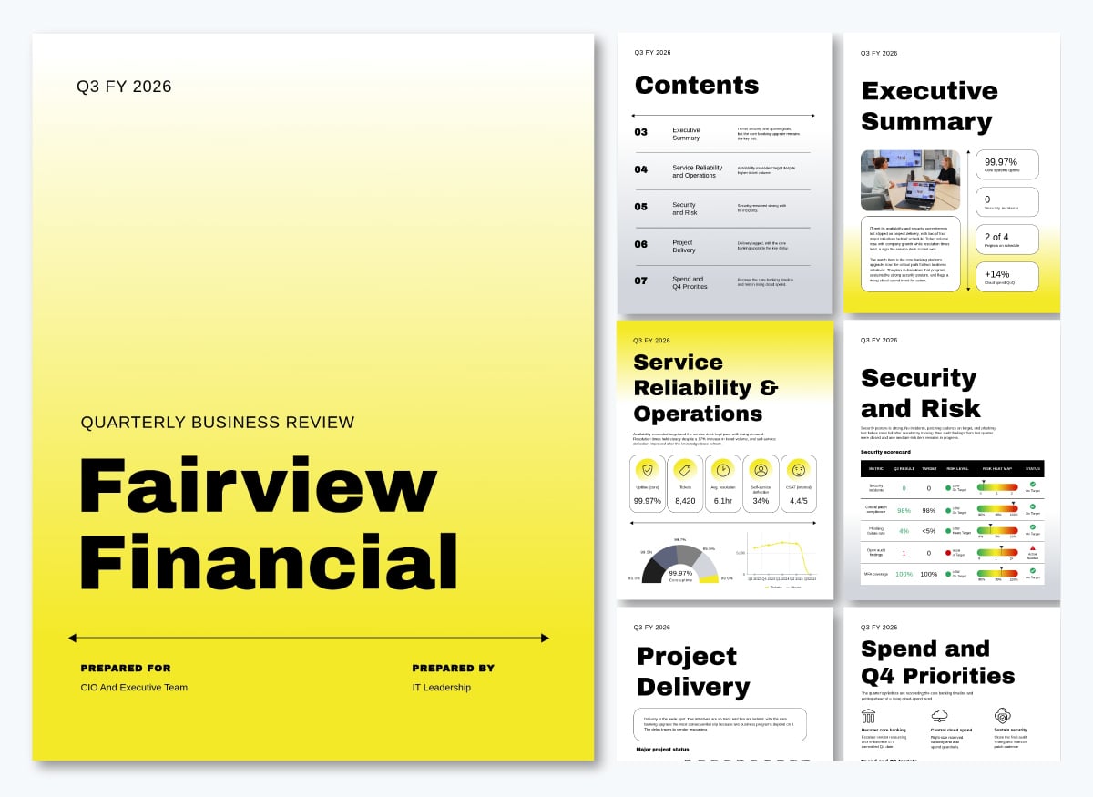 business report templates - IT Quarterly Business Review 
