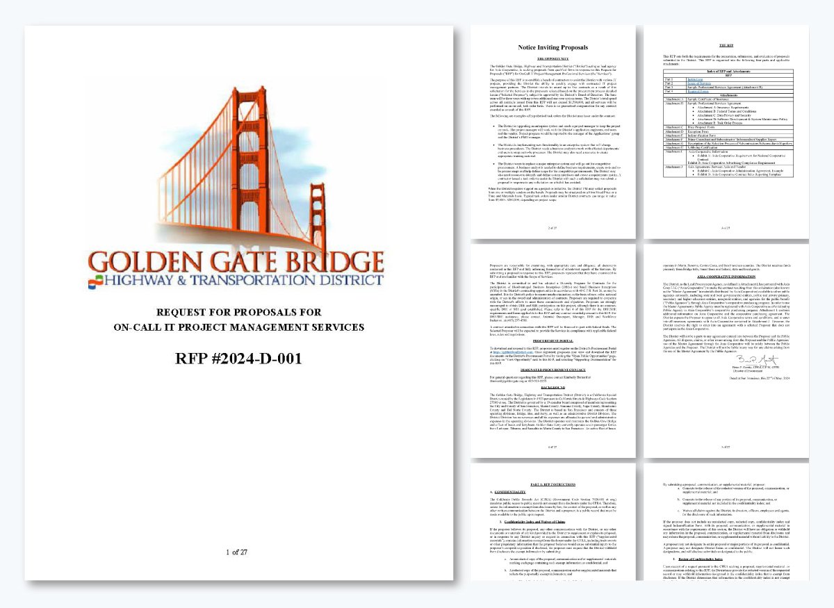 Business Operations RFP Examples - Golden Gate Bridge Highway and Transportation District 