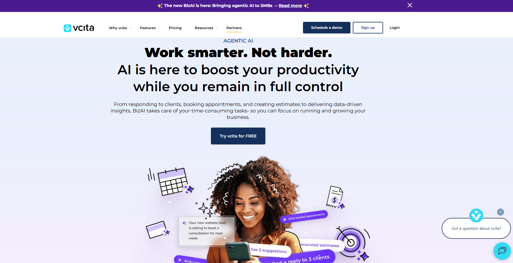 Vcita BizAI homepage 