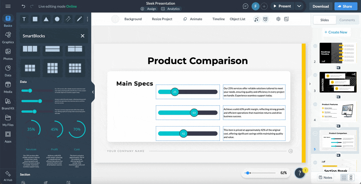 Visme vs. Beautiful.ai: Where Should You Create Your Next Presentation? - A GIF of setting Visme permissions for the Visme workflow collaboration feature