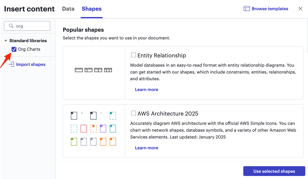 Hierarchy Chart Template in lucid chart