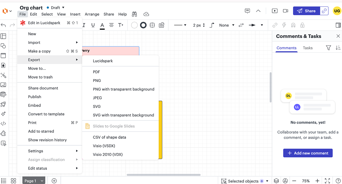 Export hierarchy chart with Lucidchart
