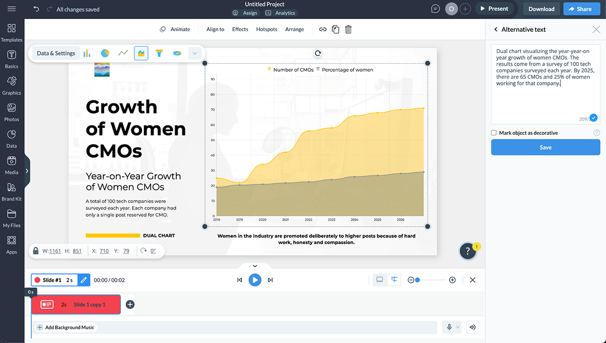 how to add Alternative Text in Visme