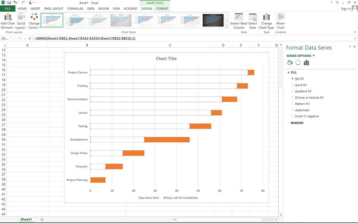 Format Data Series - Gantt Chart