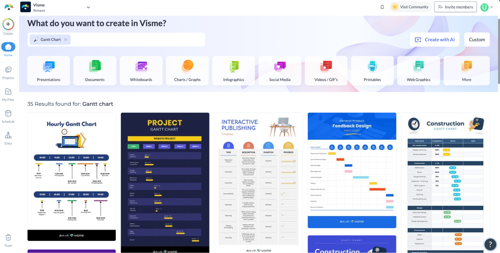 Gantt Chart in Visme's Editor