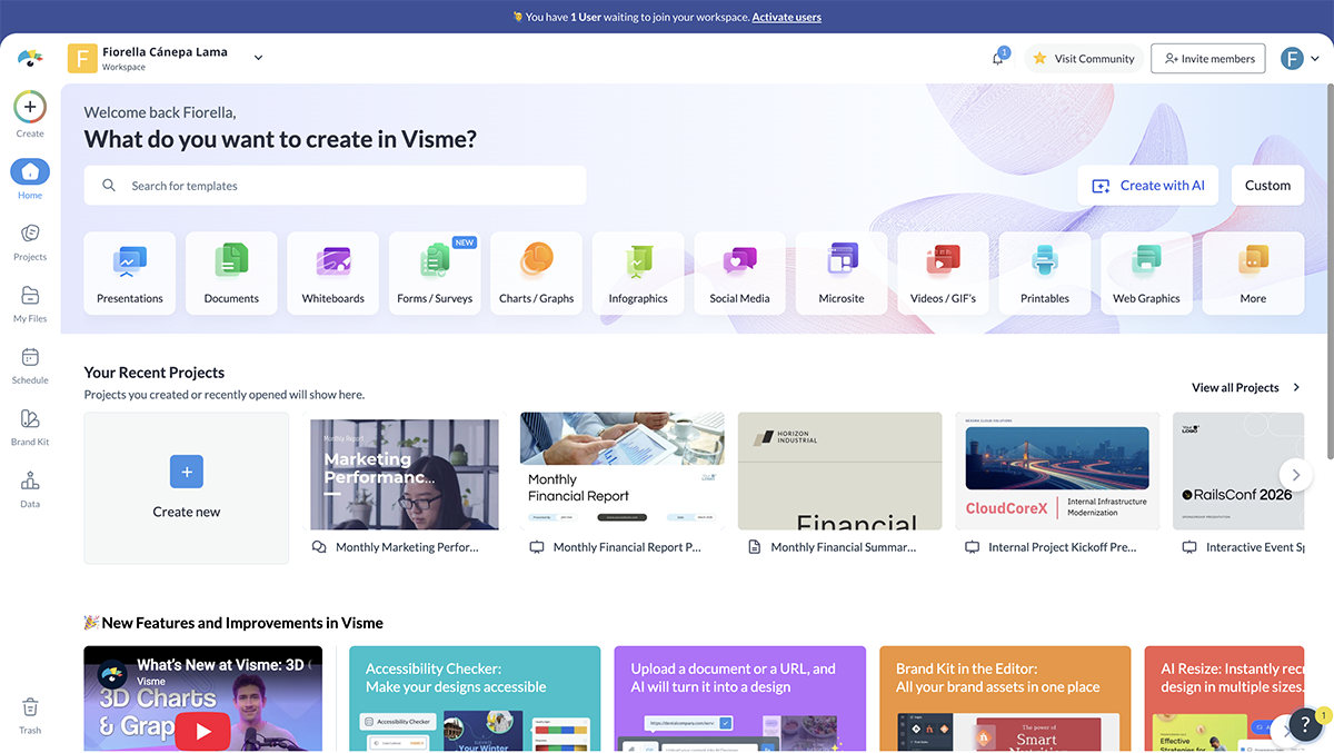 Best Presentation Software - Visme user interface