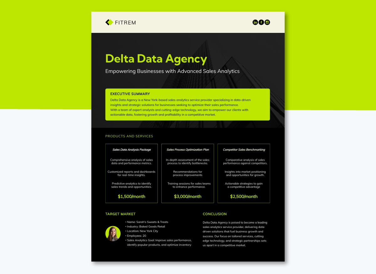 sales plan template - Sales Business Plan One Pager