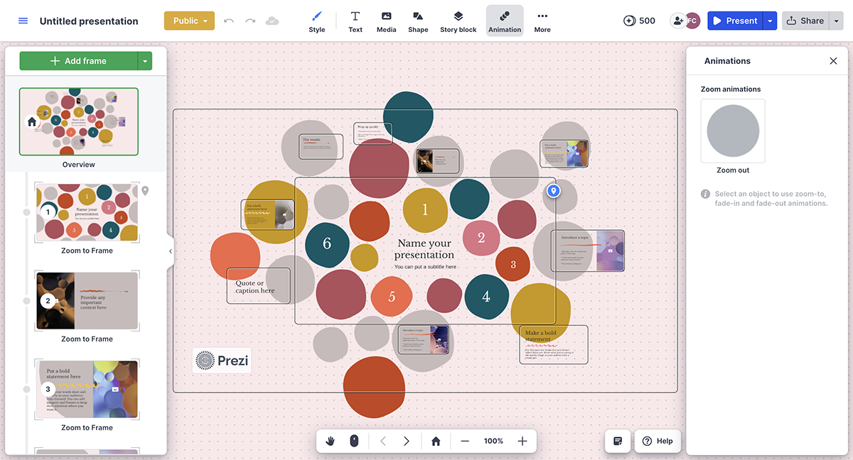 presentation app - Prezi dashboard 
