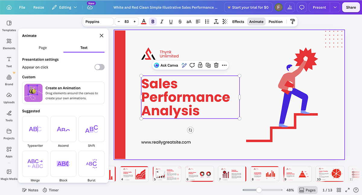 presentation apps - An image of a presentation opened in Canva's dashboard