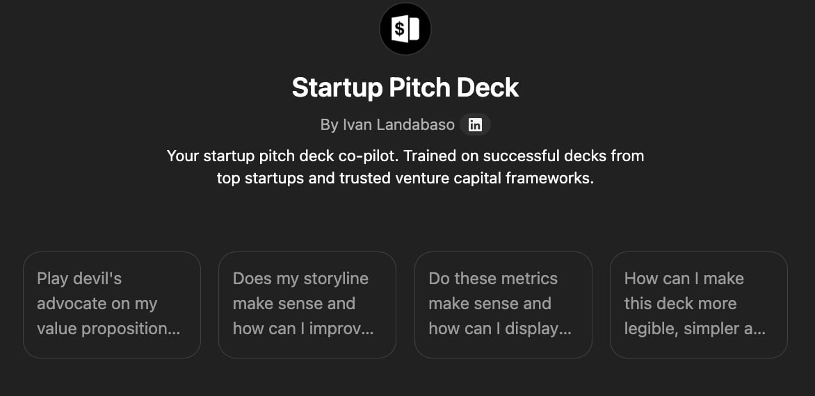 what is a pitch deck - Startup Pitch Deck GPT by Ivan Landabaso