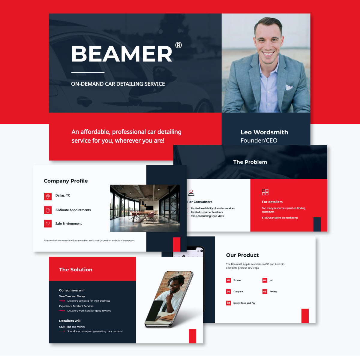 best pitch decks - on demand app service pitch deck templates