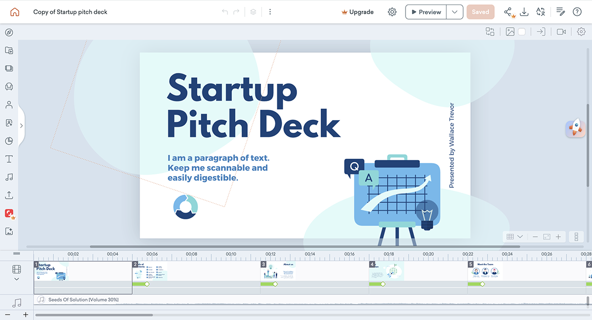 An image of a presentation opened in Vyond dashboard