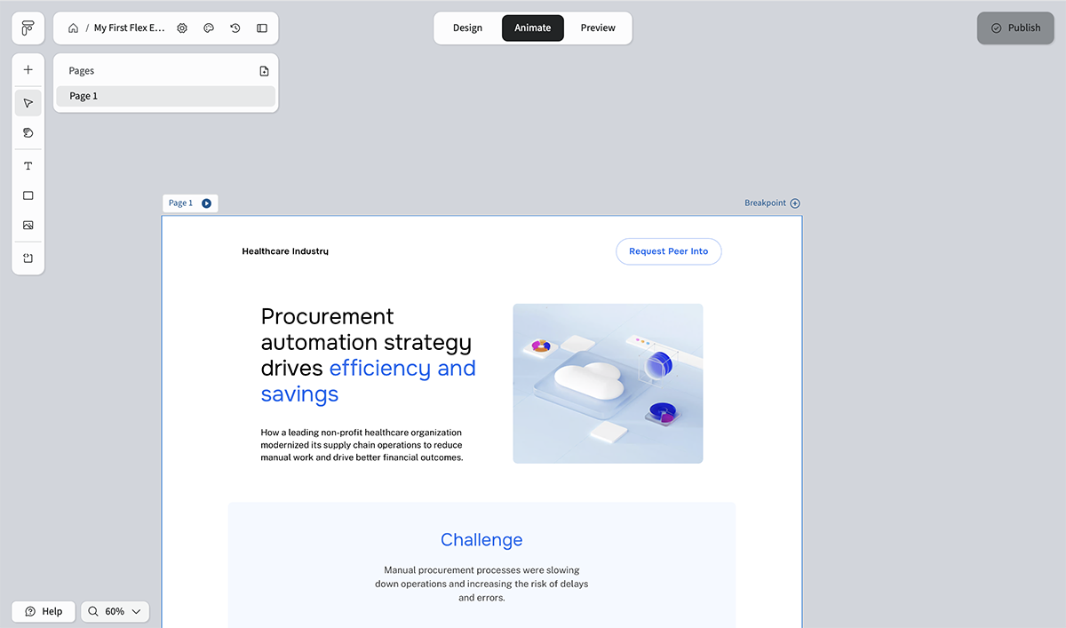 An image of a presentation opened in the Ceros' dashboard