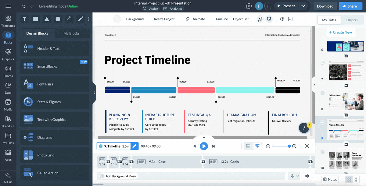 presentation apps- a GIF of interactivity and animation in Visme