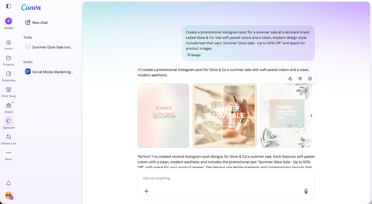 best AI graphic design tools - a design generated with Canva AI