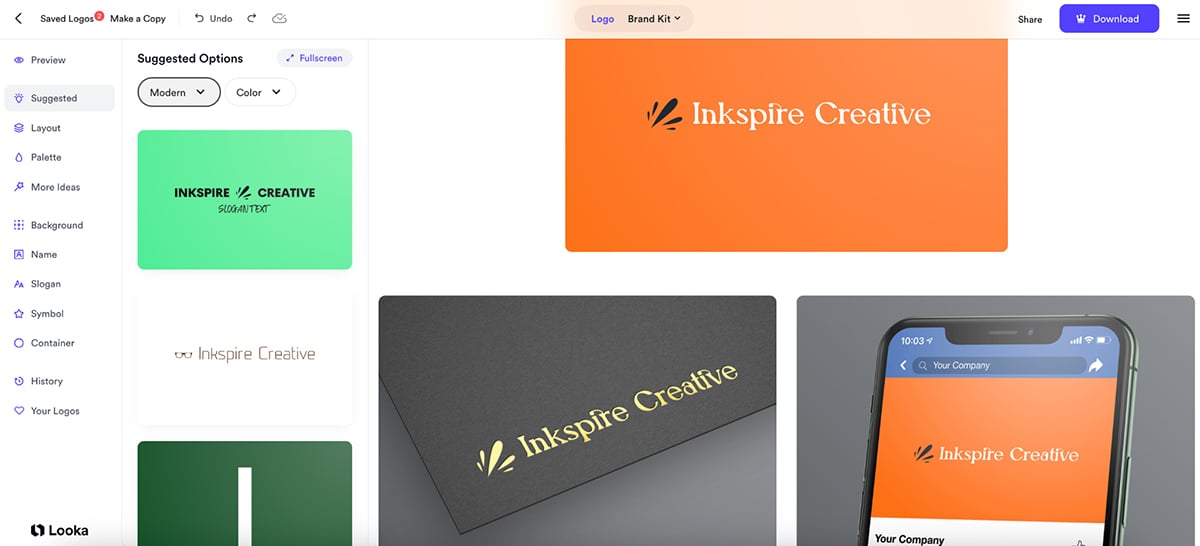 best AI graphic design tools -Looka